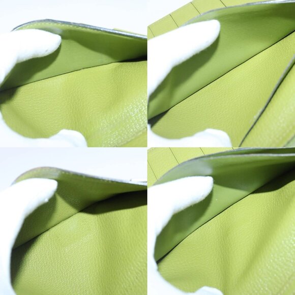 HERMES bean Souffl Wallet Leather Green Silver Auth bs18706 - Picture 13 of 14